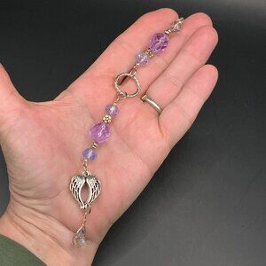 Angel Wings Lavender Blue Glass Beads Car Charm Suncatcher CC138